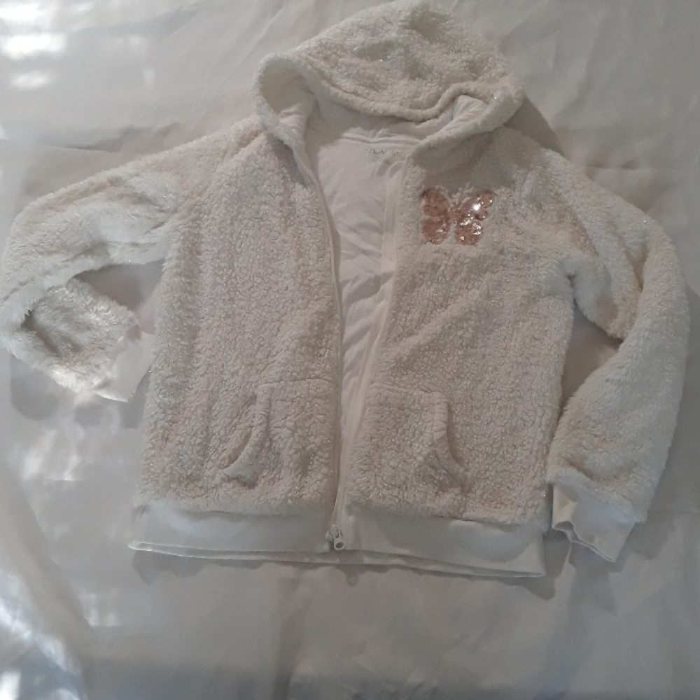 Hooded coat, size XXL/16  Avory with glitters